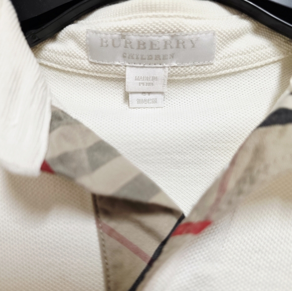 Vintage Little Boys Burberry Polo Short Sleeve Size 4 Check Detail - Picture 3 of 4